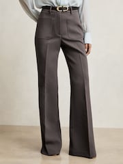 Reiss Mauve Neutral Priya Twill High-Rise Flared Trousers - Image 3 of 6