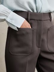 Reiss Mauve Neutral Priya Twill High-Rise Flared Trousers - Image 4 of 6