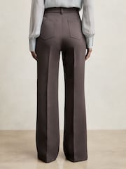 Reiss Mauve Neutral Priya Twill High-Rise Flared Trousers - Image 5 of 6