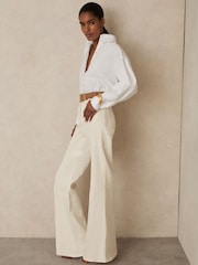 Reiss Ecru Sakura Patch-Pocket Flared Jeans - Image 6 of 7