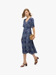 Superdry Blue Printed Wrap Midi Dress - Image 3 of 7