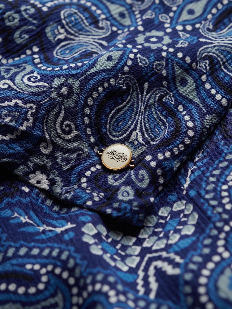 Superdry Blue Printed Wrap Midi Dress - Image 7 of 7
