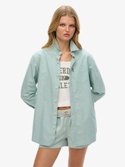 Superdry Green Oversized Essentials 100% Cotton Oxford Shirt - Image 1 of 7