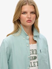 Superdry Green Oversized Essentials 100% Cotton Oxford Shirt - Image 4 of 7