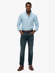 Superdry Blue Embroidered Vacation 100% Linen Shirt - Image 2 of 6