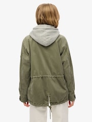 Superdry Green Jersey Hooded Military Jacket - Image 2 of 6