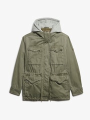 Superdry Green Jersey Hooded Military Jacket - Image 4 of 6