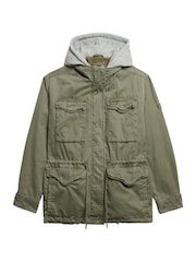 Superdry Green Jersey Hooded Military Jacket - Image 5 of 6