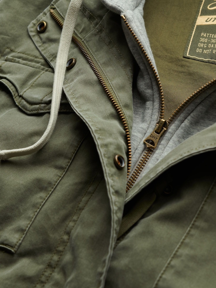 Superdry Green Jersey Hooded Military Jacket - Image 6 of 6