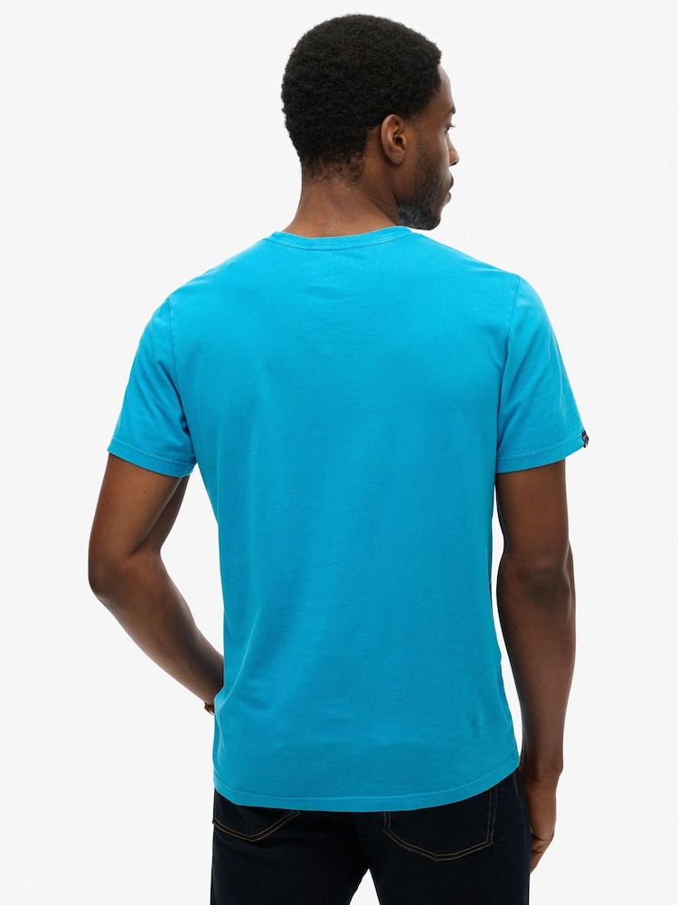 Superdry Blue Classic Essential 100% Cotton T-Shirt - Image 2 of 6