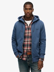 Superdry Blue Essential Logo Zip Hoodie - Image 1 of 6