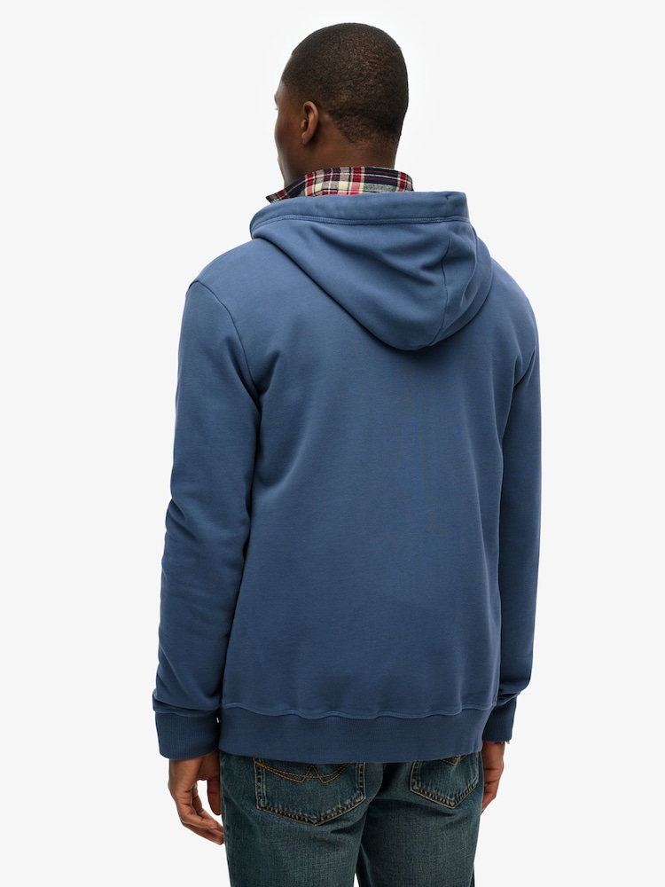 Superdry Blue Essential Logo Zip Hoodie - Image 2 of 6