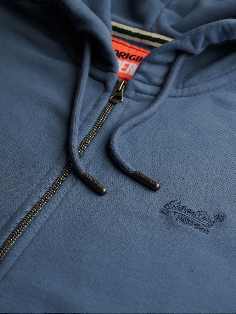 Superdry Blue Essential Logo Zip Hoodie - Image 6 of 6