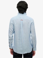 Superdry Blue Embroidered Vacation 100% Linen Shirt - Image 2 of 7
