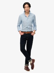 Superdry Blue Embroidered Vacation 100% Linen Shirt - Image 3 of 7