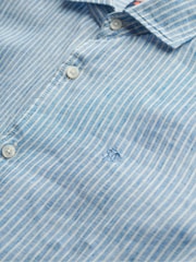 Superdry Blue Embroidered Vacation 100% Linen Shirt - Image 7 of 7