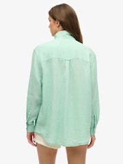Superdry Green Boyfriend Casual Linen Shirt - Image 2 of 6