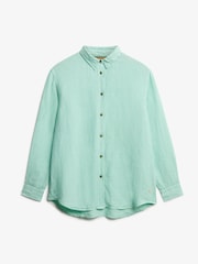Superdry Green Boyfriend Casual Linen Shirt - Image 5 of 6