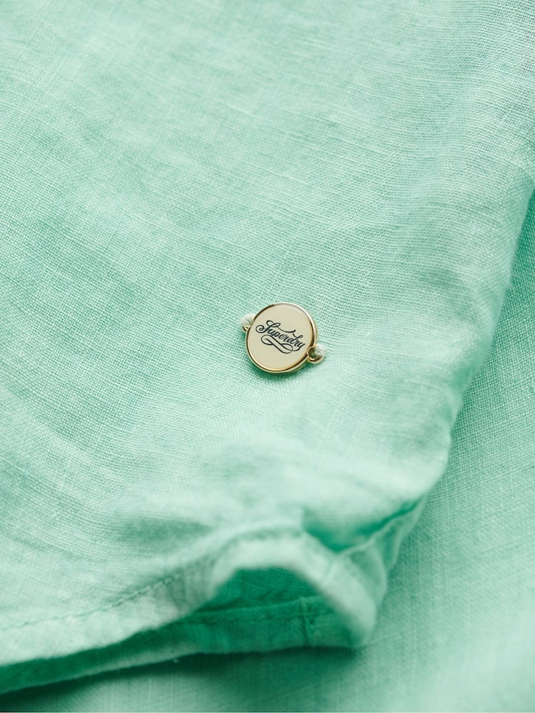 Superdry Green Boyfriend Casual Linen Shirt - Image 6 of 6