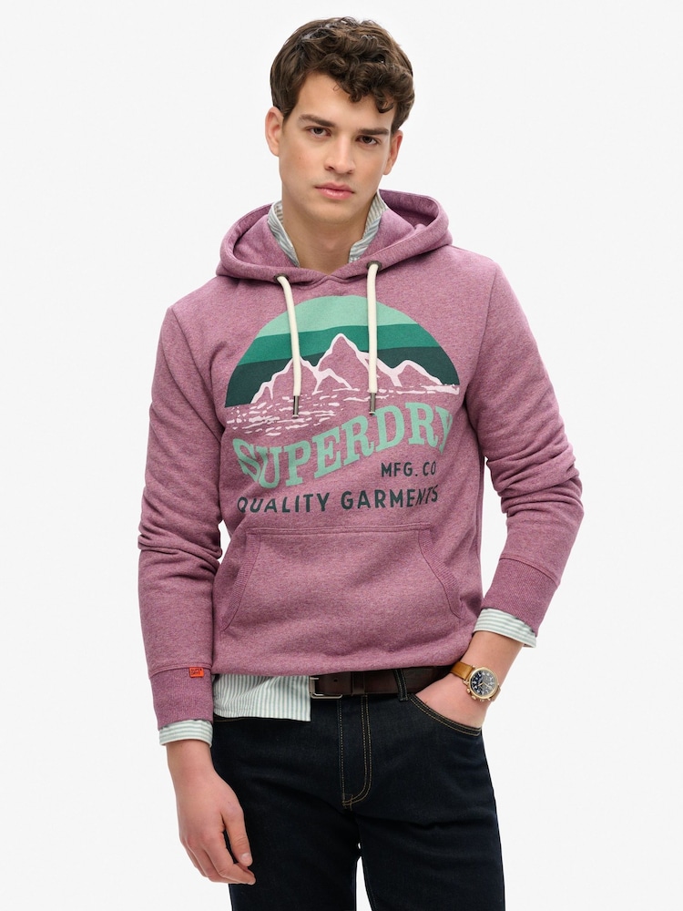 Superdry Purple Core Logo Great Outdoors Relaxed Hoodie - Image 1 of 6
