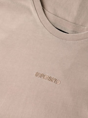 Superdry Nude 100% Cotton Oversized Micro Logo T-Shirt - Image 6 of 6
