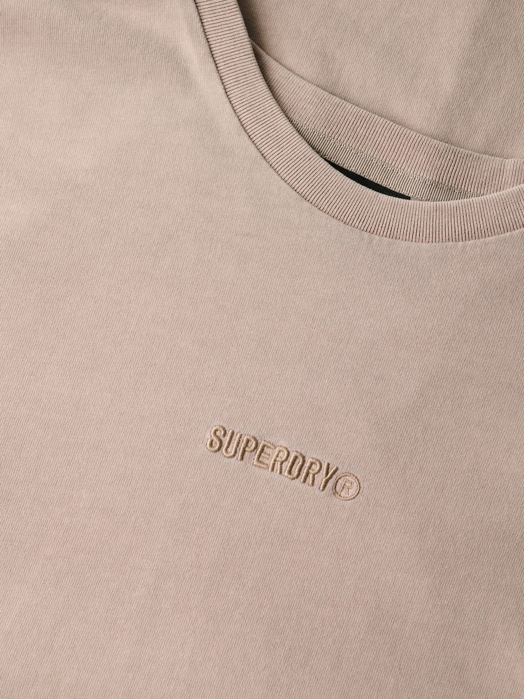 Superdry Nude 100% Cotton Oversized Micro Logo T-Shirt - Image 6 of 6
