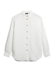 Superdry White Boyfriend Casual Linen Shirt - Image 5 of 6