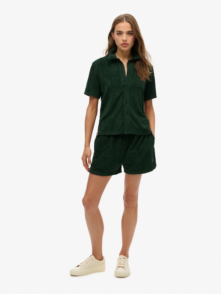 Superdry Green Country Club Towelling Shirt - Image 1 of 6