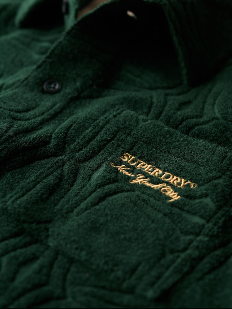 Superdry Green Country Club Towelling Shirt - Image 6 of 6