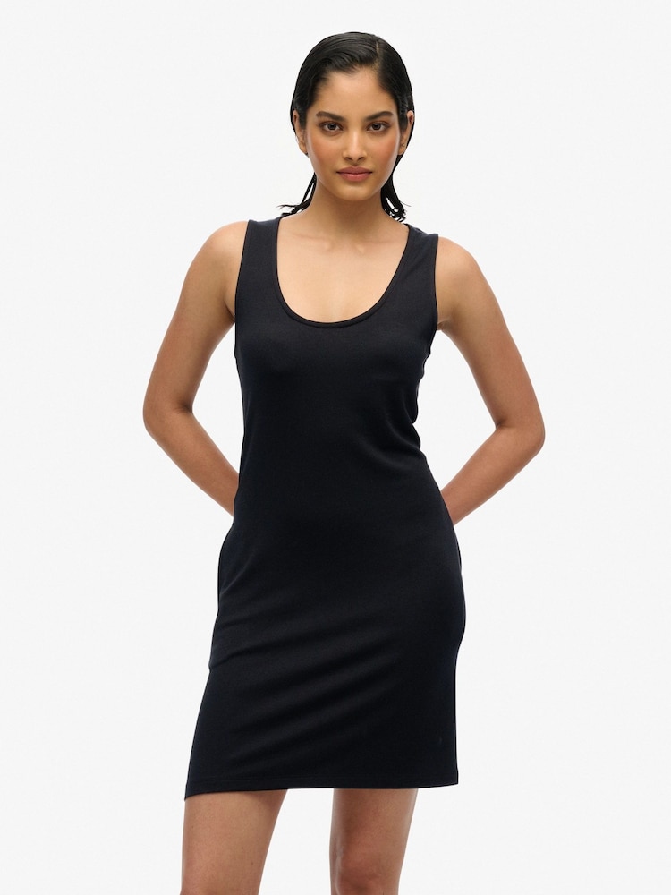Superdry Black Vest Mini Dress - Image 1 of 6