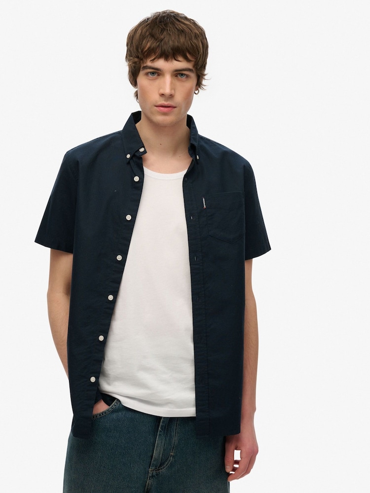 Superdry Oxford 100% Cotton Short Sleeve Shirt - Imagen 1 de 4