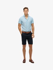 Superdry Blue Embroidered Vacation 100% Linen Shirt - Image 3 of 6