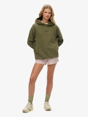 Superdry Green Oversized 100% Cotton Micro Logo Hoodie - Image 3 of 6