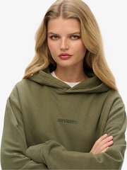 Superdry Green Oversized 100% Cotton Micro Logo Hoodie - Image 4 of 6