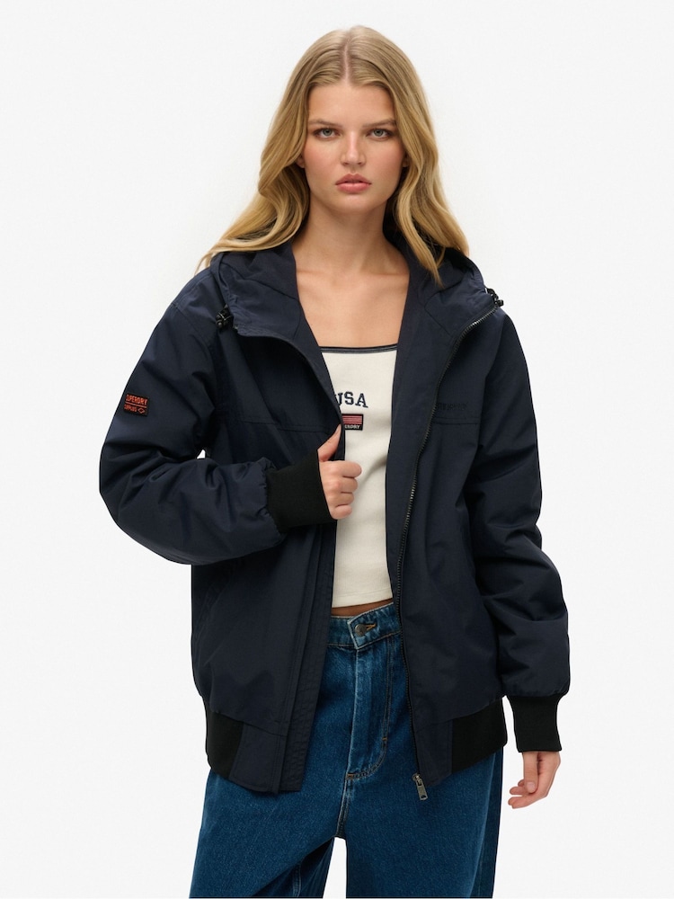 Superdry Oversized 100% Cotton Surplus Nylon Hooded Bomber Jacket - Imagem 1 de 7