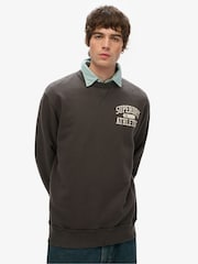 Superdry Grey 100% Cotton Athletic Essentials Crew Sweatshirt - Image 1 of 5
