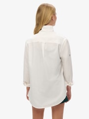Superdry White Oversized 100% Cotton Studios Linen Button Down Shirt - Image 2 of 5