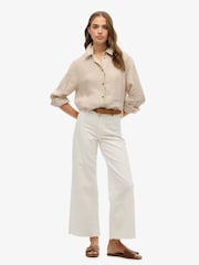 Superdry Nude Boyfriend Casual Linen Shirt - Image 3 of 6