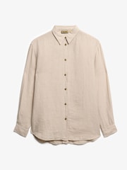 Superdry Nude Boyfriend Casual Linen Shirt - Image 5 of 6