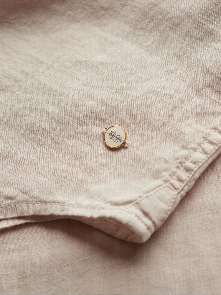 Superdry Nude Boyfriend Casual Linen Shirt - Image 6 of 6