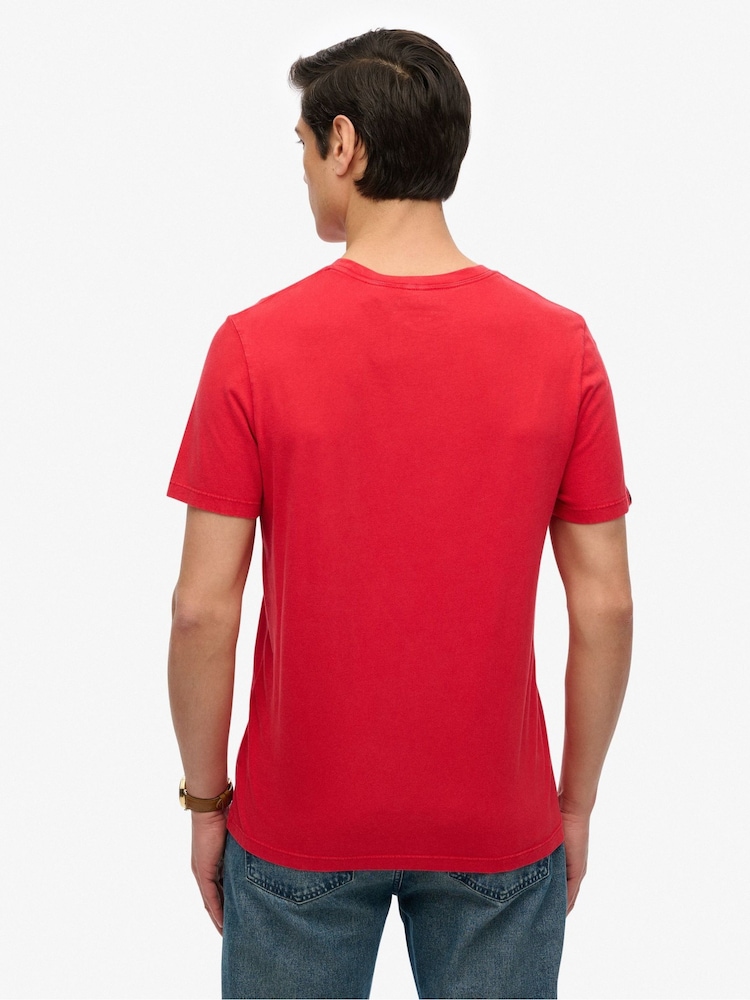 Superdry Red Classic Essential 100% Cotton T-Shirt - Image 2 of 6