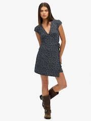 Superdry Blue Athletic Essentials Wrap 100% Cotton Dress - Image 3 of 6
