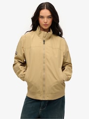 Superdry Natural Oversized 100% Cotton Nylon Harrington Jacket - Image 1 of 8