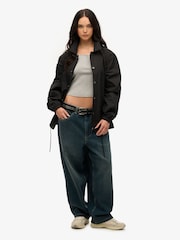 Superdry Black Oversized 100% Cotton Surplus Otto Coach Jacket - Image 2 of 6