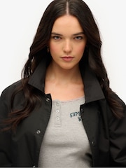 Superdry Black Oversized 100% Cotton Surplus Otto Coach Jacket - Image 4 of 6