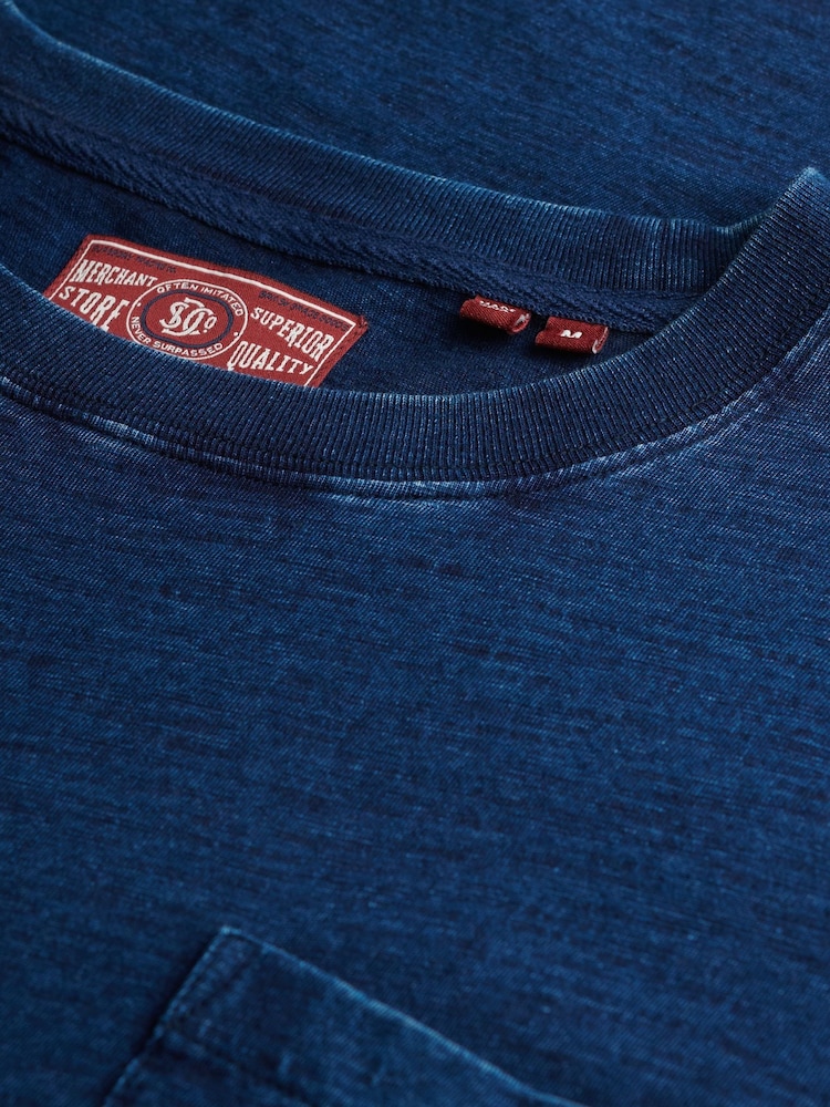 Superdry Blue The Merchant Store Pocket T-Shirt - Image 3 of 3