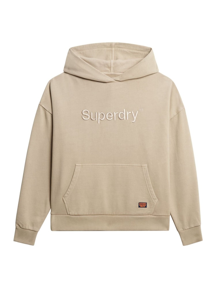 Superdry Nude Embroidered Core Logo Relaxed 100% Cottton Hoodie - Image 5 of 7