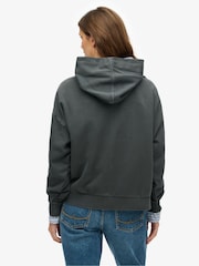 Superdry Grey Embroidered Core Logo Relaxed 100% Cottton Hoodie - Image 2 of 6