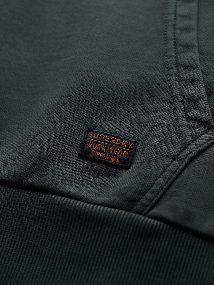 Superdry Grey Embroidered Core Logo Relaxed 100% Cottton Hoodie - Image 6 of 6