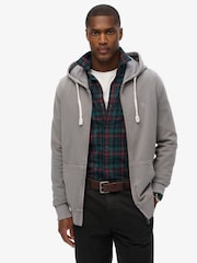 Superdry Grey Classic Essential Zip 100% Cottton Hoodie - Image 1 of 6
